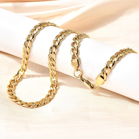 6MM 304 Stainless Steel Cuban Link Chain Necklaces for Women Men NJEW-B134-01A-G-1