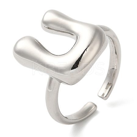 Initials Brass Open Cuff Ring for Women RJEW-N046-02U-P-1