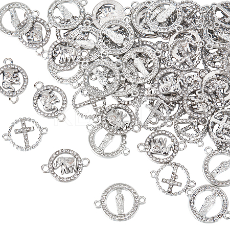 60Pcs 3 Styles Alloy Connector Charms with Crystal Rhinestone FIND-HY0002-57-1