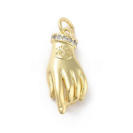 Rack Plating Palm Brass Micro Pave Cubic Zirconia Pendants KK-E102-18G-03-1