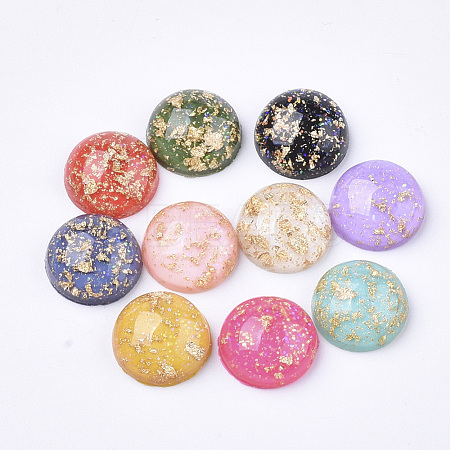 Glitter Translucent Resin Cabochons X-RESI-S364-43A-M-1
