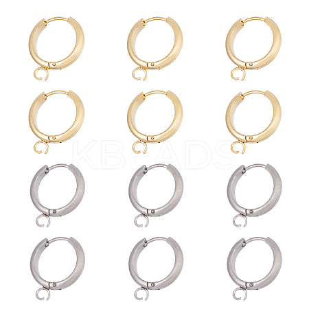 12Pcs 2 Colors 201 Stainless Steel Huggie Hoop Earring Findings FIND-DC0005-86-1