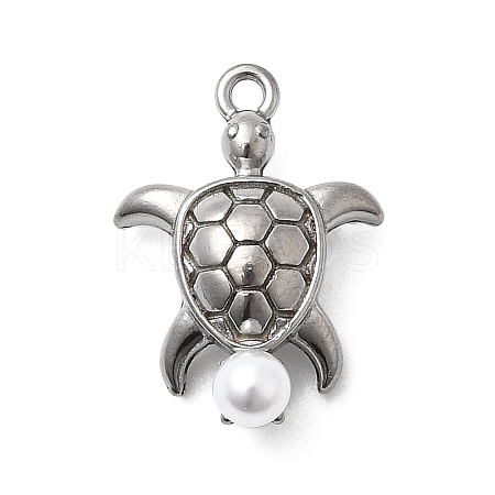 304 Stainless Steel & ABS Plastic Pearl Pendants STAS-G369-04P-01-1