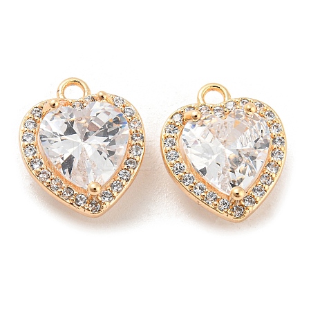 Brass Micro Pave Cubic Zirconia Charms KK-E090-05G-1