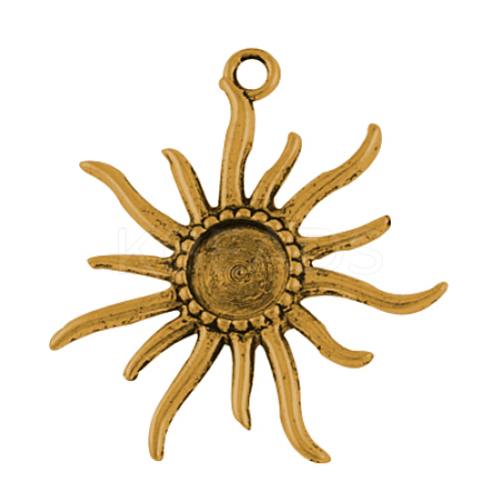Tibetan Alloy Flower Pendant Cabochon Bezel Settings LS-PALLOY-A13079-AG-NR-1