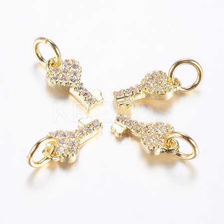 Long-Lasting Plated Brass Micro Pave Cubic Zirconia Charms X-ZIRC-F069-48G-1