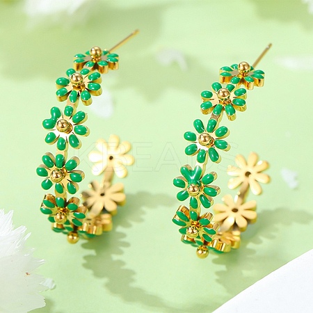 304 Stainless Steel Enamel Stud Earrings EJEW-S226-02G-03-1