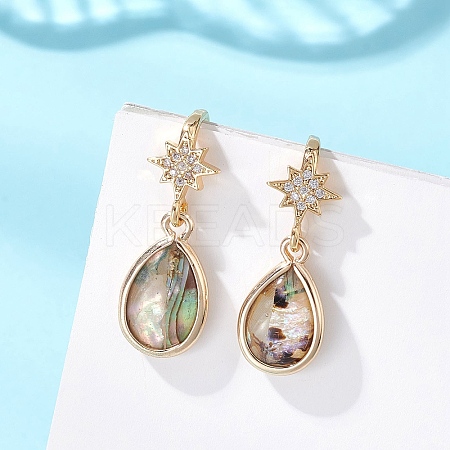 Brass Micro Pave Clear Cubic Zirconia Dangle Earrings EJEW-JE06947-1