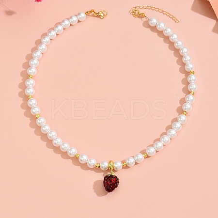Sweet French Style Cubic Zirconia Imitaion Pearl Necklace for Women YS3712-1-1