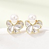 Brass Enamel Stud Earrings KK-CBAB173-02E-G-1
