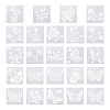 2Sets Square with Floral & Butterfly Pattern PET Drawing Stencil DIY-CW0001-12-1