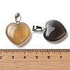 Heart Natural Grey Agate Pendants G-Q438-11-3