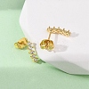 Brass Micro Pave Clear Cubic Zirconia Stripe Stud Earrings EJEW-S280-01G-3