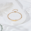 1Pc Feather Stainless Steel Link Chain Double Chain Anklets for Women AJEW-LP0007-82G-3
