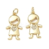 Brass Micro Pave Clear Cubic Zirconia Pendants CU-CBA9AFC-01G-26-1