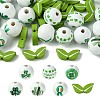 40Pcs 4 Styles Saint Patrick's Day Theme Spray Painted Natural Wood Beads WOOD-FS0001-13-1