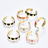 Brass Enamel Cuff Rings RJEW-S045-076-NR-1