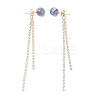 3 Pairs Brass Rhinestone Round Tassel Stud Earrings EJEW-JE06845-3