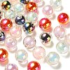 100Pcs UV Plating Transparent Rainbow Iridescent Acrylic Beads TACR-CJ0001-59-3