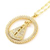 Brass Micro Pave Clear Cubic Zirconia Nossa Senhora Aparecida Pendant Necklaces for Women LS-NJEW-S430-02G-03-1