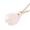 Natural Rose Quartz Teardrop Pendant Necklace NJEW-JN03900-01-5