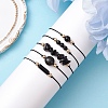 5Pcs 5 Styles Natural Obsidian Braided Bead Bracelets BJEW-JB11681-01-1