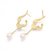 Brass Micro Pave Clear Cubic Zirconia Stud Earrings EJEW-N056-01G-2