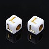 Golden Plating Acrylic Beads PACR-S219-22A-3