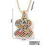 Brass Pave Colorful Cubic Zirconia Letter Pendant Box Chain Necklaces NU0575-26-1