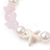 Starfish Synthetic Turquoise & Natural Rose Quartz Chip Beaded Bracelets for Women BJEW-JB11264-03-3