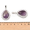 Natural Amethyst & Rhinestone Pendants G-K338-31P-12-3