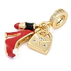 Rack Plating Brass Clear Cubic Zirconia Makeup European Dangle Charms KK-P287-34A-G-2