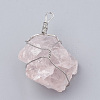 Natural Rose Quartz Pendants G-Q993-04-2