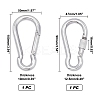 2Pcs 2 Style 304 Stainless Steel Rock Climbing Carabiners STAS-UN0020-68P-2