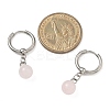 Natuarl Rose Quartz Round Hoop Earrings EJEW-JE06593-02-4