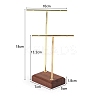 2 Golden Tone T-Bar Metal Dangle Earring Jewelry Display Rack with Wooden Base PW-WG96331-02-1