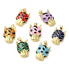 Rack Plating Brass Enamel Cubic Zirconia Pendants KK-Q771-06G-1