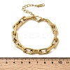 304 Stainless Steel Rectangle Ring Link Chain Bracelets for Women BJEW-A152-02G-5