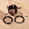 7Pcs 7 Style Natural Lava Rock & Wood  Beads & Mixed Gemstone Braided Bead Bracelets Set BJEW-JB08836-2