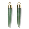Natural Green Aventurine Brass Pendants G-B025-02LG-07-2