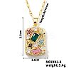 Brass Geometric Colorful Cubic Zirconia Rectangle Pendant Necklaces ZC3047-1-1