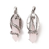 Natural Rose Quartz Pointed Pendants G-C051-01B-3