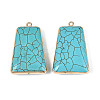 Dyed Synthetic Turquoise Trapezoid Pendants TURQ-T004-19-1