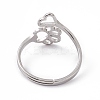 Non-Tarnish 201 Stainless Steel Heart & Dog Paw Prints Adjustable Ring for Women RJEW-K238-09P-2