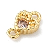Brass Pave Cubic Zirconia Heart Connector Charms KK-G548-18G-02-2