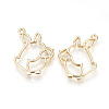 Rack Plating Alloy Bunny Open Back Bezel Pendants LS-PALLOY-R099-23G-FF-1