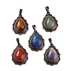 Natural Mixed Stone Teardrop Pendants G-K363-01R-1