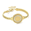304 Stainless Steel Micro Pave Clear Cubic Zirconia Flat Round Link Bracelets for Women BJEW-Q339-01B-1