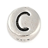 925 Sterling Silver Flat Round with Letter Beads STER-G044-01AS-C-1