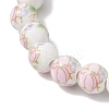 2Pcs 2 Colors Handmade Flower Printed Porcelain Ceramic Round Beads Stretch Bracelets for Women BJEW-JB12091-5